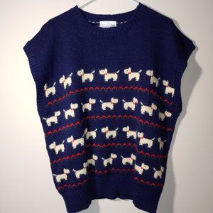 Vintage Composition Luxurious Wool Knitted Vest With Dog Pattern Sz L Na…